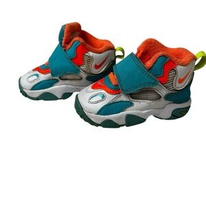 Nike Baby Toddler Shoes Sneakers White Orange Teal Hook Loop Size 6C
